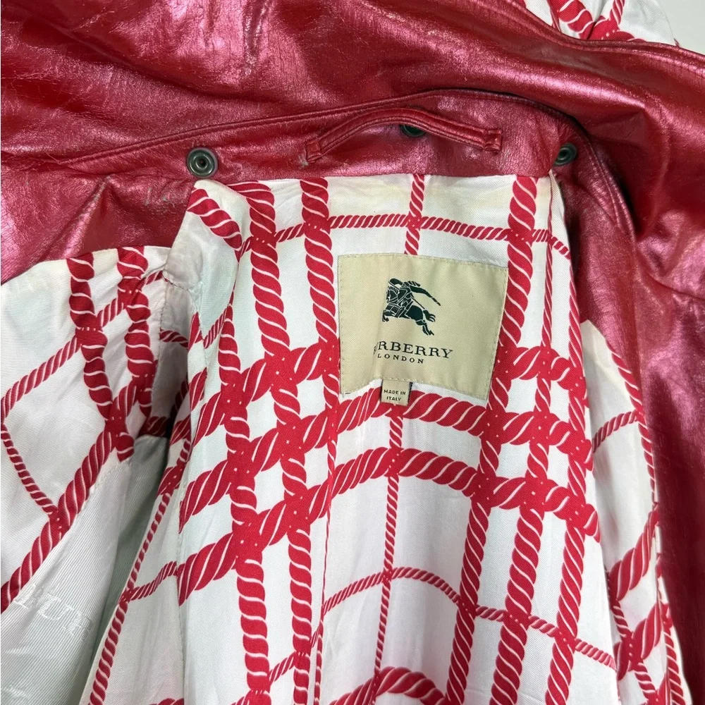 Burberry Red Hooded Trench Coat - Picture 13 of 16